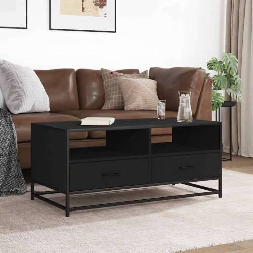 Stolić za kavu crni 100 x 50 x 45 cm konstruirano drvo i metala - Crna 1 Cijena