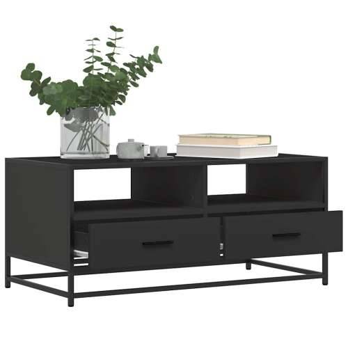 Stolić za kavu crni 100 x 50 x 45 cm konstruirano drvo i metala - Crna 1 Cijena