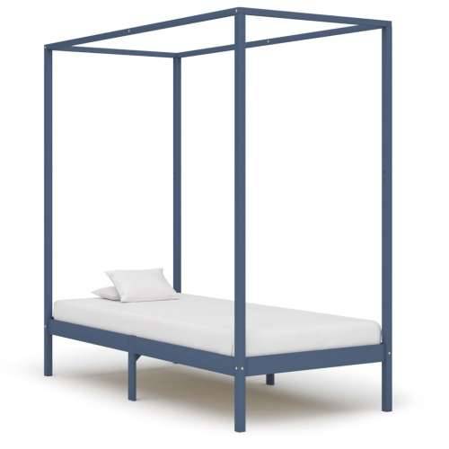 Okvir za krevet s baldahinom od masivne borovine sivi 90x200 cm Cijena