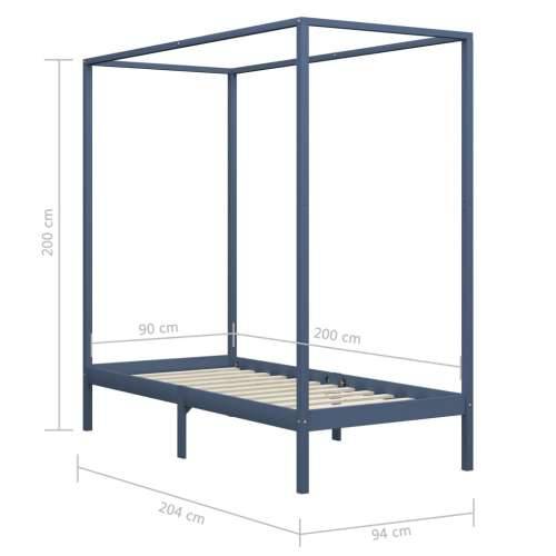 Okvir za krevet s baldahinom od masivne borovine sivi 90x200 cm - Siva 90 x 200 cm Cijena