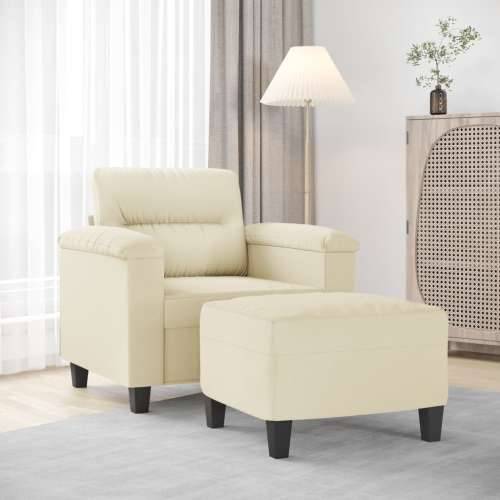 Fotelja s tabureom krem 60 cm od umjetne kože - Krema Cijena
