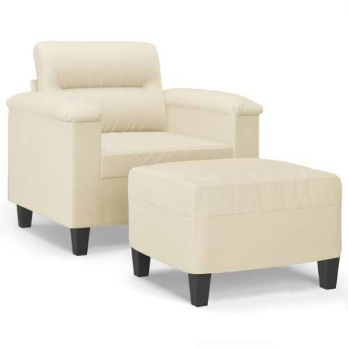 Fotelja s tabureom krem 60 cm od umjetne kože - Krema Cijena
