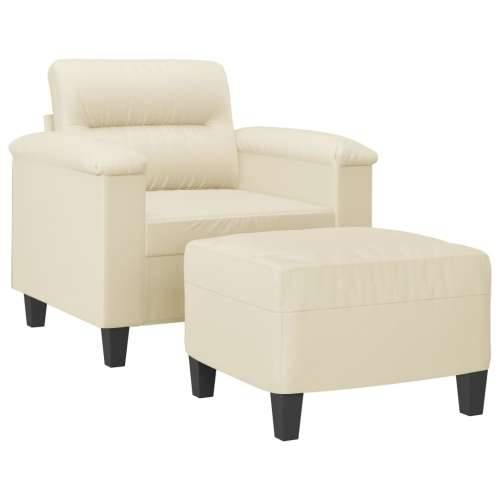 Fotelja s tabureom krem 60 cm od umjetne kože - Krema Cijena