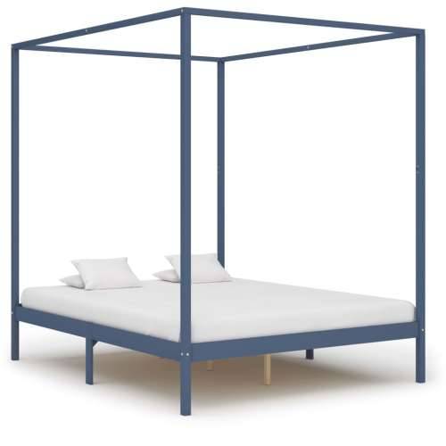 Okvir za krevet s baldahinom od borovine sivi 180 x 200 cm Cijena