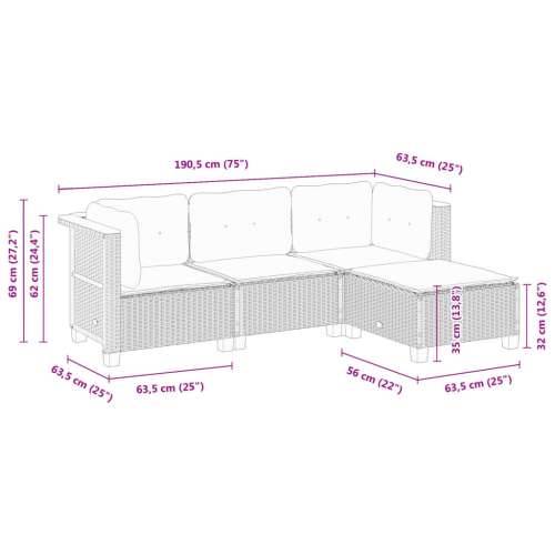 Vrtna garnitura - 4-dijelni set vrtnih sofa s jastucima bež od poliratana - Bež Puno tkanje 1 Cijena