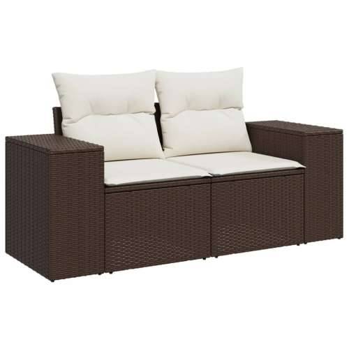 Vrtna garnitura - 5-dijelni set vrtnih sofa s jastucima poliratan smeđi - Smeđa i krem 1 Sa stolom Cijena