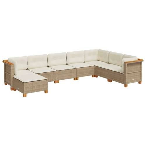 Vrtna garnitura - 8-dijelni set vrtnih sofa od poliratana s jastucima bež - Bež Bez stola Puno tkanje 1 Cijena
