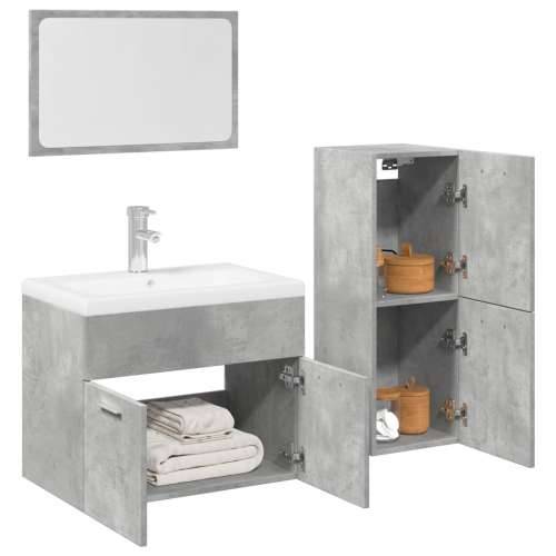 4-dijelni set kupaonskog namještaja siva boja betona drveni - Beton siva 60 x 38.5 x 46 cm 1 Cijena
