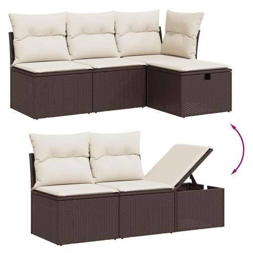 Vrtna garnitura - 11-dijelni set vrtnih sofa od poliratana s jastucima smeđi - Smeđa i krem bez spremišta 11 Cijena