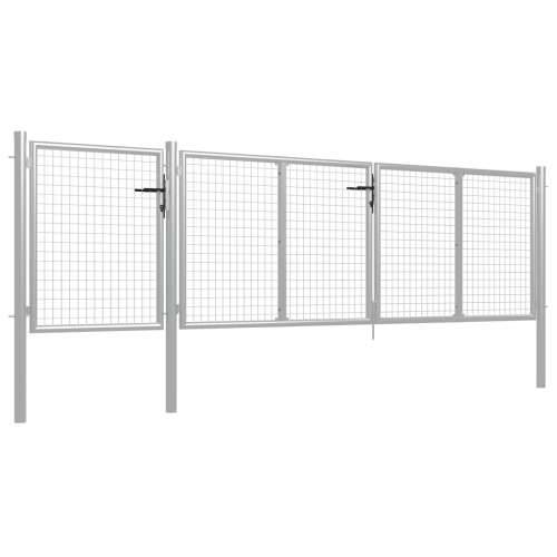 Vrtna vrata čelična 400 x 100 cm srebrna - Srebrno 400 x 100 cm Cijena