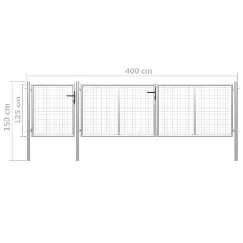 Dvorišna vrata - Vrtna vrata čelična 400 x 100 cm srebrna - Srebrno 400 x 100 cm Cijena