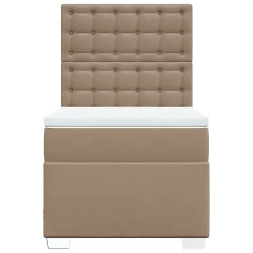 Krevet s oprugama i madrac cappuccino 100x200cm od umjetne kože - Boja cappuccina 100 x 200 cm gumbi Cijena