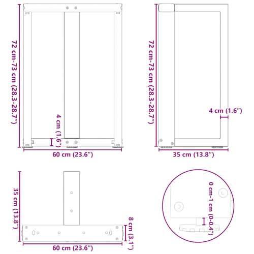 Noge za blagovaonski stol T-oblika 2 kom antracit 60x35x(72-73) cm čelik - Antracit 60 x 35 x (72-73) cm 2 1 Cijena
