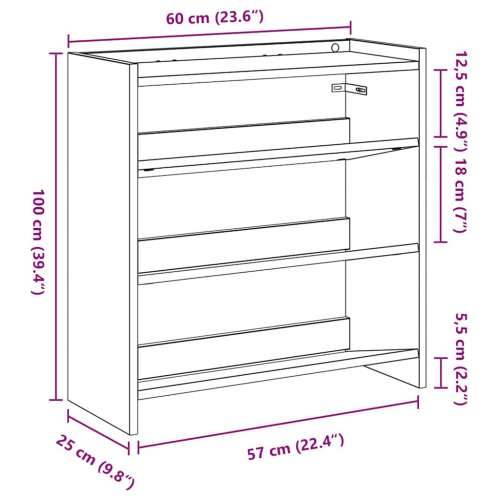 Stalak za cipele boja hrasta 60x25x62 cm konstruirano drvo - Sivi hrast sonoma 1 62 cm 60 cm Cijena