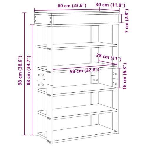 Stalak za cipele Smeđi hrasta 60x30x98 cm konstruirano drvo - Smeđi hrast 1 60 cm Cijena