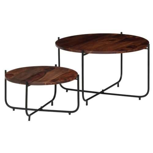 2-dijelni set stolića za kavu od masivnog drva šišama 60x35 cm