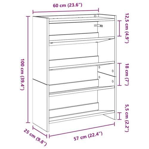 Stalak za cipele crni 60x25x81 cm od konstruiranog drva - Crna 1 81 cm 60 cm Cijena