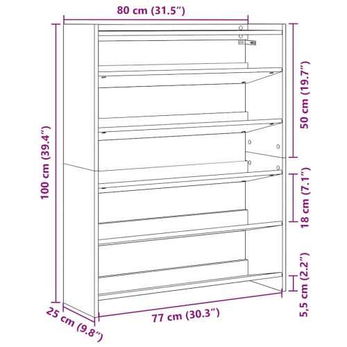 Stalak za cipele boja hrasta 80x25x100 cm konstruirano drvo - Smeđi hrast 1 100 cm 80 cm Cijena