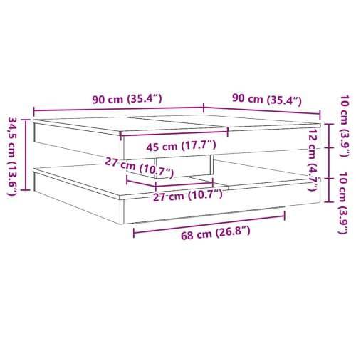 Stol za kavu rotirajući za 360 stupnjeva bijeli 90x90x34,5 cm - Bijela 90 x 90 x 34.5 cm 1 Cijena