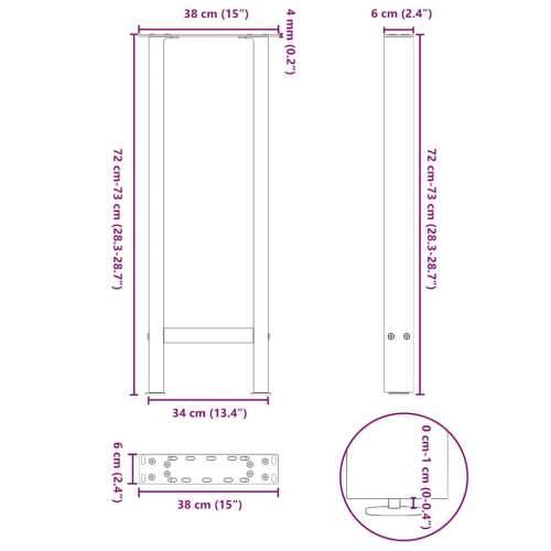 Noge stolića za kavu 2 kom antracit 38x(72-73) cm čelik - Antracit 38 x (72-73) cm 2 1 Cijena