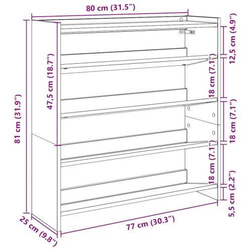 Stalak za cipele boja hrasta 80x25x81 cm konstruirano drvo - Smeđi hrast 1 81 cm 80 cm Cijena