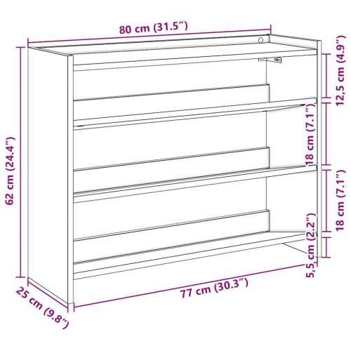Stalak za cipele boja hrasta 80x25x62 cm konstruirano drvo - Dimljeni hrast 1 62 cm 80 cm Cijena