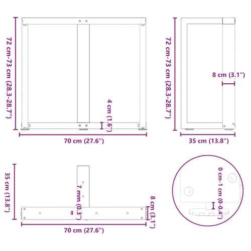 Noge za blagovaonski stol T-oblika 2 kom antracit 70x35x(72-73) cm čelik - Antracit 70 x 35 x (72-73) cm 1 Cijena