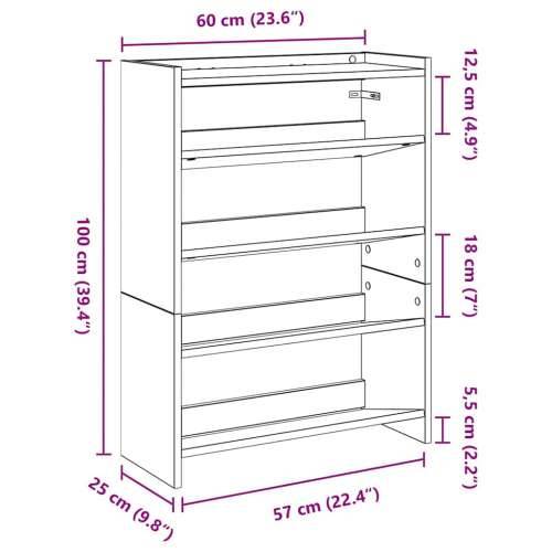 Stalak za cipele boja hrasta 60x25x81 cm konstruirano drvo - Sivi hrast sonoma 1 81 cm 60 cm Cijena