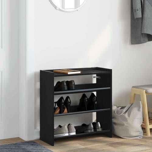 Stalak za cipele crni 60x25x62 cm od konstruiranog drva - Crna 1 62 cm 60 cm Cijena