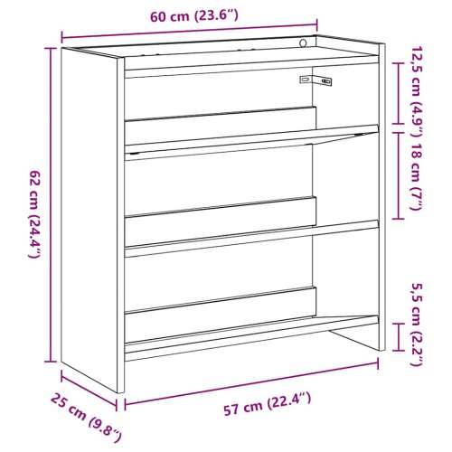 Stalak za cipele crni 60x25x62 cm od konstruiranog drva - Crna 1 62 cm 60 cm Cijena