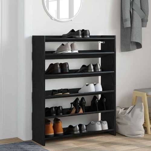 Stalak za cipele crni 80x25x100 cm od konstruiranog drva - Crna 1 100 cm 80 cm Cijena