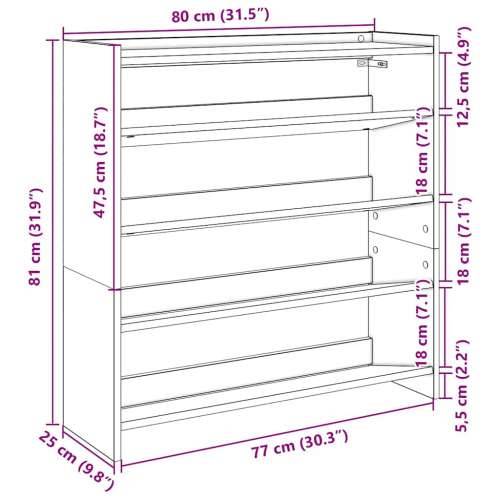 Stalak za cipele crni 80x25x81 cm od konstruiranog drva - Crna 1 81 cm 80 cm Cijena