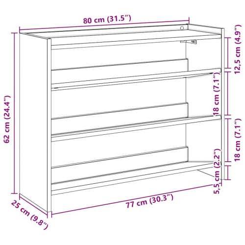 Stalak za cipele boja hrasta 80x25x62 cm konstruirano drvo - Sivi hrast sonoma 1 62 cm 80 cm Cijena