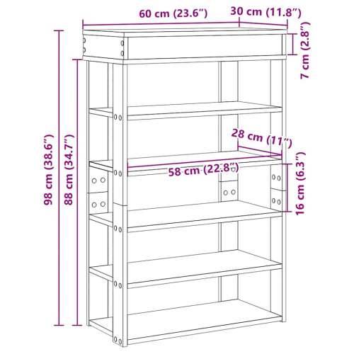 Stalak za cipele boja hrasta 60x30x98 cm konstruirano drvo - Dimljeni hrast 1 60 cm Cijena