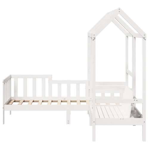 Set dnevnog kreveta i klupe s krovom bijeli 90x190 cm borovina - Bijela 90 x 190 cm Cijena