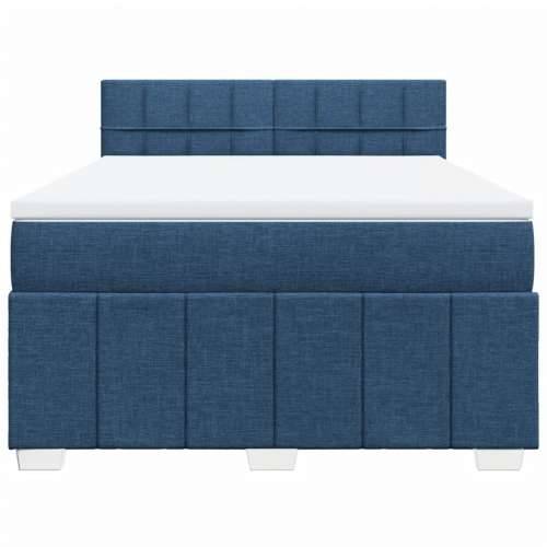 Krevet s oprugama i madracem plavi 160x200 cm od tkanine - Plava 160 x 200 cm Blok s kvadratima Cijena