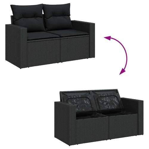 Vrtna garnitura - 6-dijelni set vrtnih sofa s jastucima crni od poliratana - Crna sa spremištem 1 Cijena
