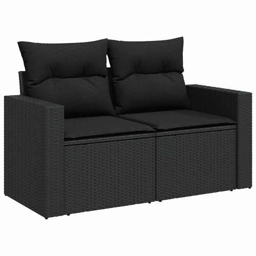Vrtna garnitura - 9-dijelni set vrtnih sofa s jastucima crni od poliratana - Crna sa spremištem 1 Cijena
