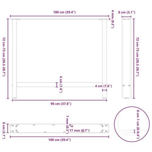 Noge za blagovaonski stol bijele 2 kom 100 x (72-73) cm čelik - Bijela 100 x (72-73) cm 2 1 Cijena