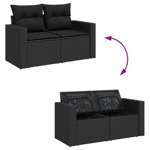 Vrtna garnitura - 7-dijelni set vrtnih sofa od poliratana s jastucima crni - Crna sa spremištem 1 Cijena