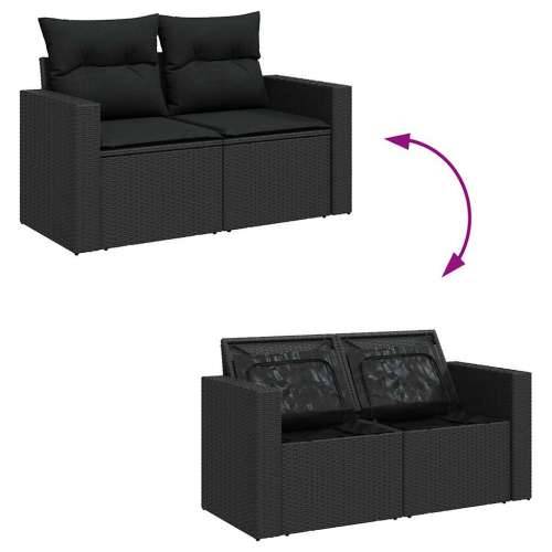 Vrtna garnitura - 7-dijelni set vrtnih sofa od poliratana s jastucima crni - Crna sa spremištem 1 Cijena