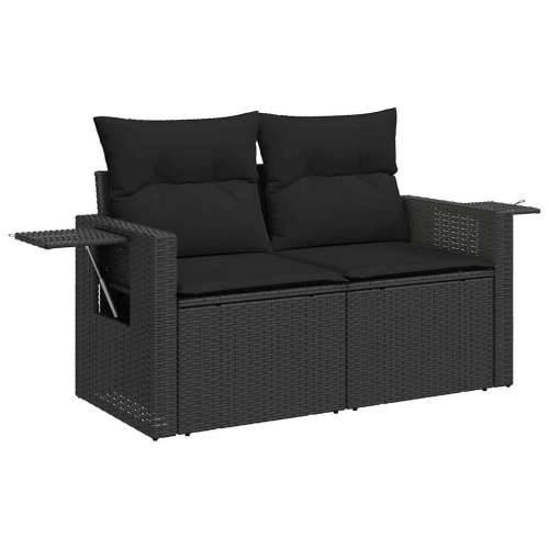 Vrtna garnitura - 8-dijelni set vrtnih sofa od poliratana s jastucima crni - Crna sa spremištem 1 Cijena