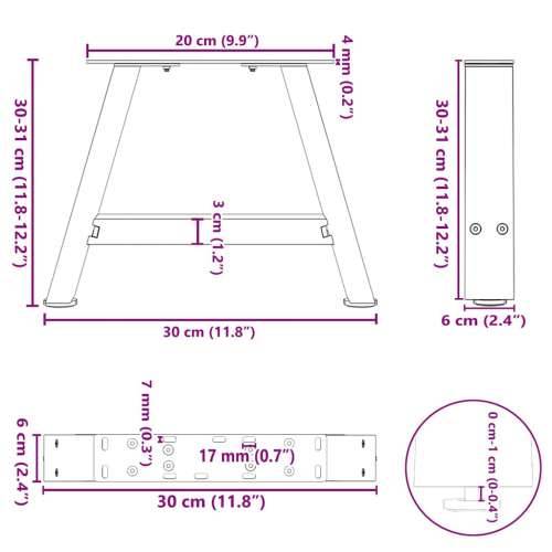 Noge za klub stolić A-oblika 2 kom antracit 30 x (30-31) cm čelik - Antracit 30 x (30-31) cm 1 Cijena