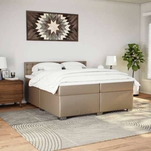Krevet box spring s madracem cappuccino 200x200cm umjetna koža - Boja cappuccina 200 x 200 cm gumbi Cijena