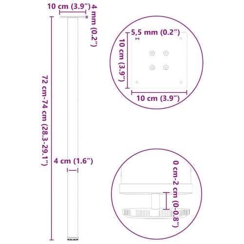 Noge za konzolni stol 4 kom Crne 72-74 cm Čelične - Crna 72-74 cm (40 mm) 1 Cijena