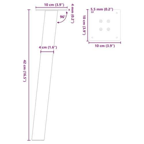 Noge stolića za kavu 4 kom bijele 42 cm čelik - Bijela 42 cm (40 mm) 1 Cijena