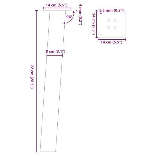 Noge za konzolni stol 4 kom Bijele 72 cm Čelik - Bijela 72 cm (80 mm) 1 Cijena