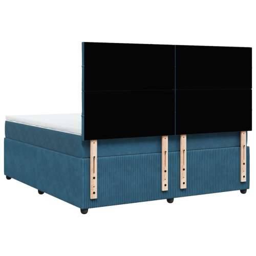 Krevet s oprugama i madracem tamnoplavi 180x200 cm baršunasti - Plava 180 x 200 cm Blok s kvadratima Cijena