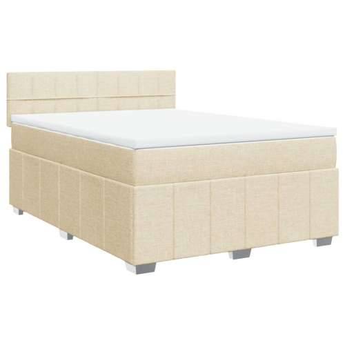 Krevet s oprugama i madracem krem 160x200 cm od tkanine - Krema 160 x 200 cm Blok s kvadratima Cijena