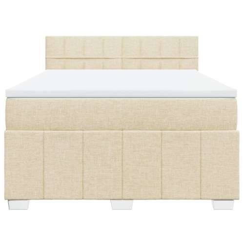 Krevet s oprugama i madracem krem 160x200 cm od tkanine - Krema 160 x 200 cm Blok s kvadratima Cijena